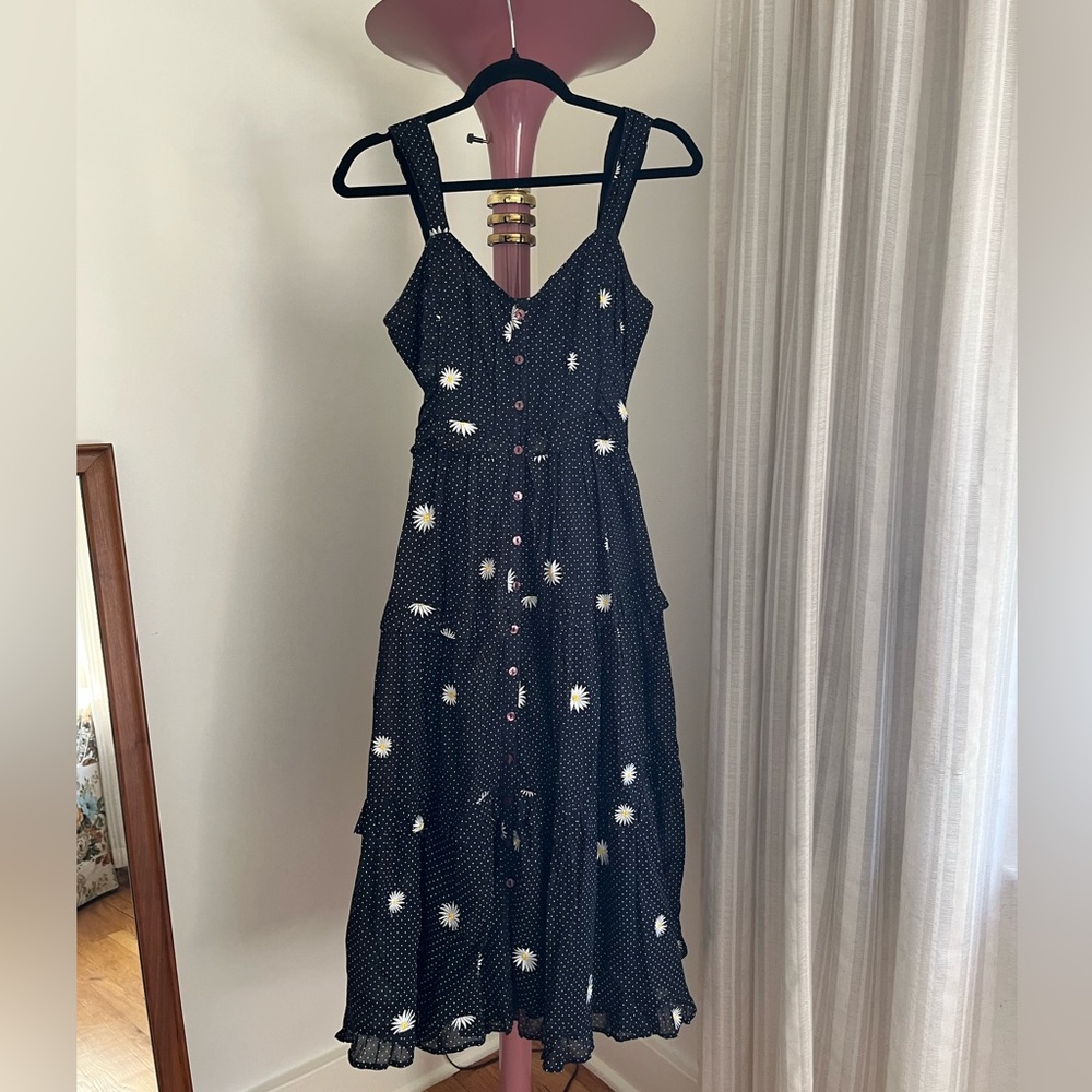 Free People Daisy Chain midi dress with polka dots NWOT